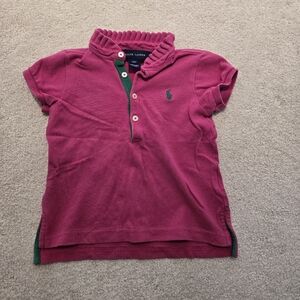 Ralph Lauren Toddler girls polo shirt with ruffle collar pink size 2T